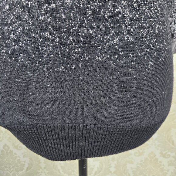 AGB Size Small Batwing Sweater Metaillic Ombre Silver to Black Knit 3/4 Sleeves - Picture 5 of 13